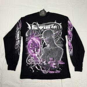Lost Hills Long Sleeve Graphic Tee Black Purple Cyber Y2K Streetwear Small NEW